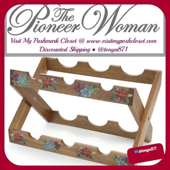 🦋 New Pioneer Woman Spring Bouquet Acadia Wine Rack/Rolling Pin Holder, 13.9” - Picture 3 of 7